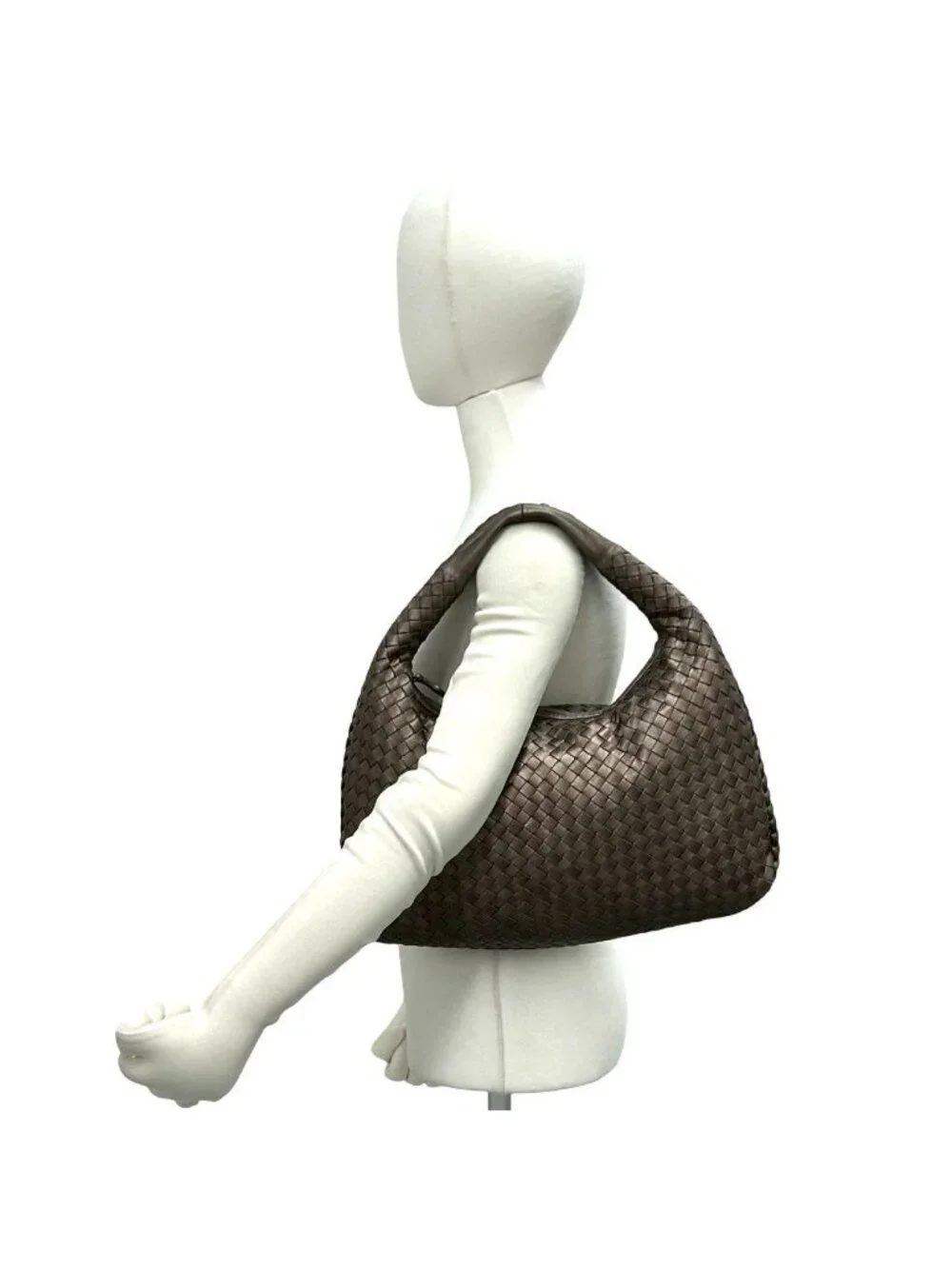 Bottega Veneta Hobo Intrecciato Leather Shoulder Bag Brown